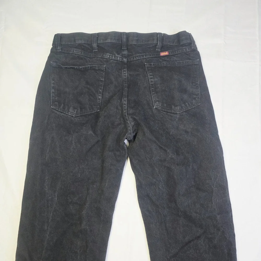 Rustler Men's Regular Fit Denim Jeans 36x32 Black Straight Leg Cotton T10